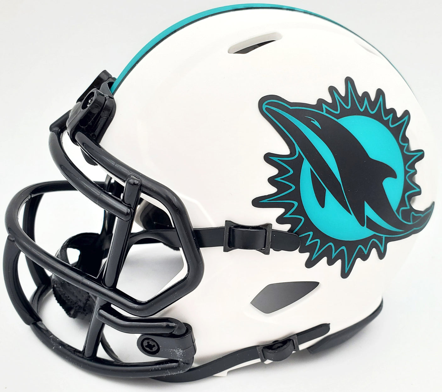 Mercury Morris Autographed Miami Dolphins Lunar Eclipse White Speed Mini Helmet "1972 17-0" Beckett BAS QR Stock #194065