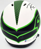 Russell Wilson Autographed Seattle Seahawks White Lunar Eclipse Speed Mini Helmet RW Holo & Beckett BAS Stock #194000