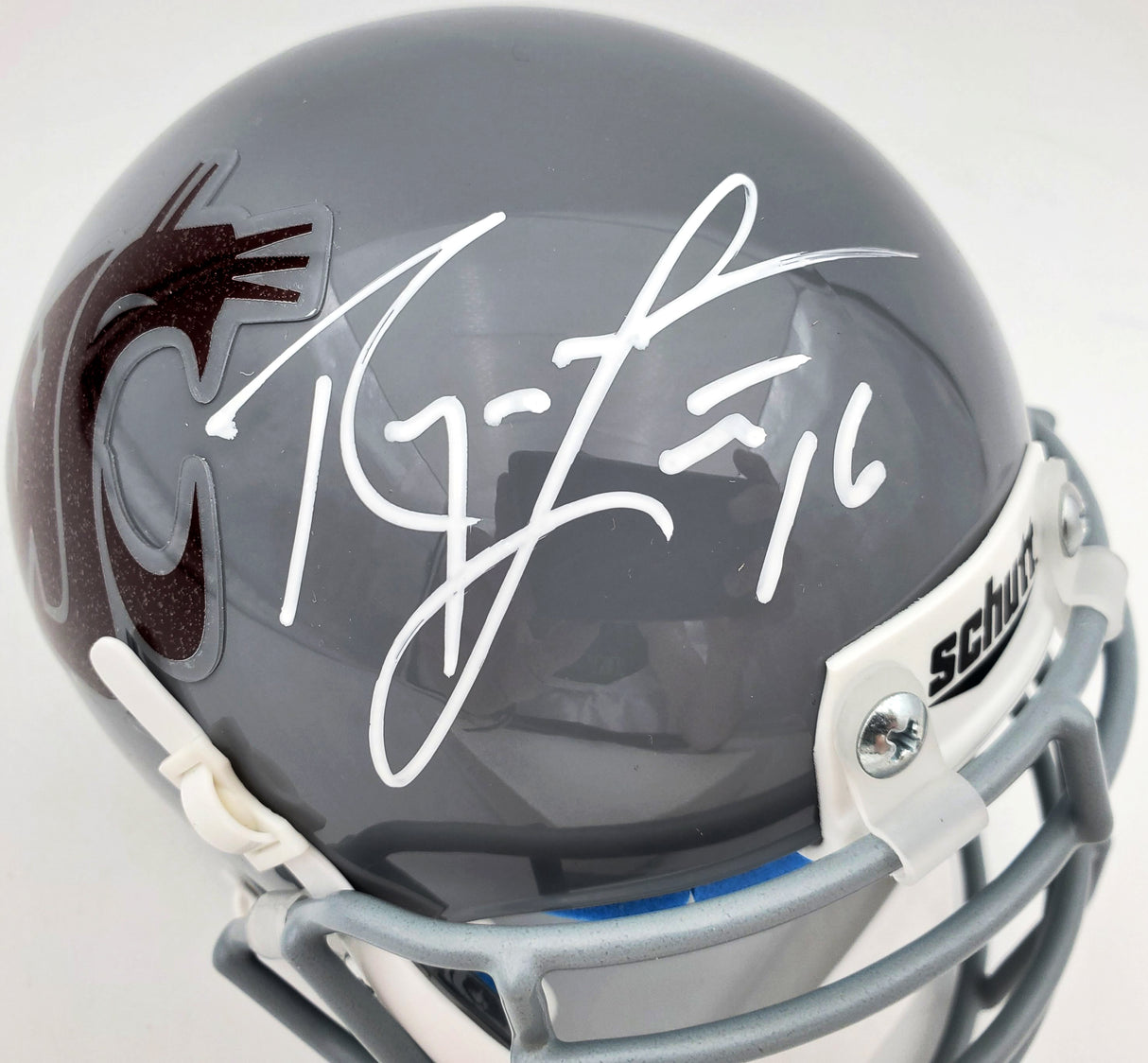 Ryan Leaf Autographed Washington State Cougars Gray Schutt Mini Helmet Beckett BAS QR Stock #193978
