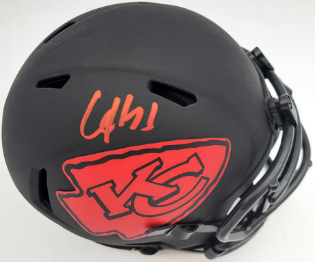 Clyde Edwards-Helaire Autographed Kansas City Chiefs Eclipse Black Speed Mini Helmet Beckett BAS QR Stock #193779