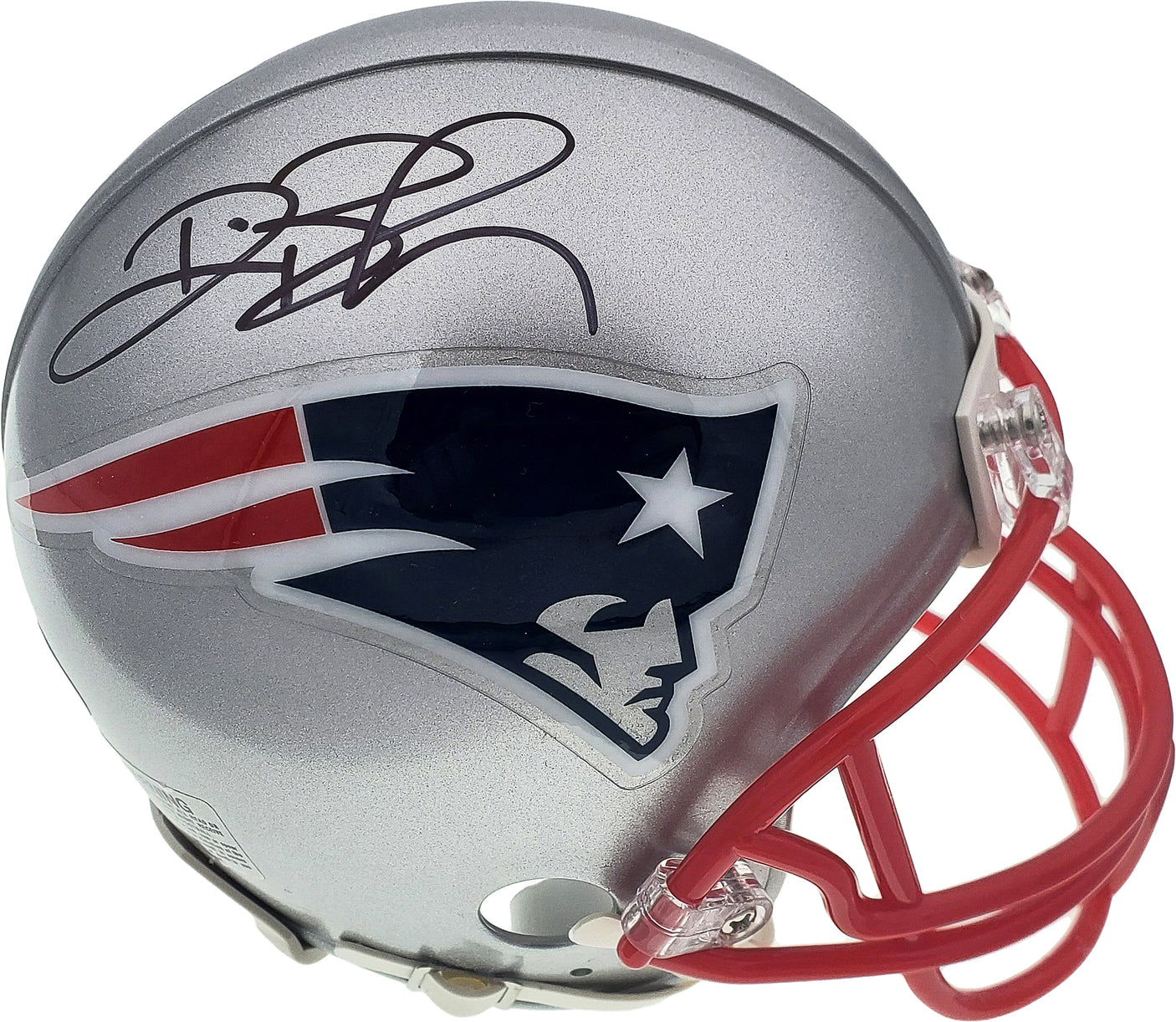 Deion Branch Autographed New England Patriots Silver Mini Helmet Beckett BAS Stock #193776
