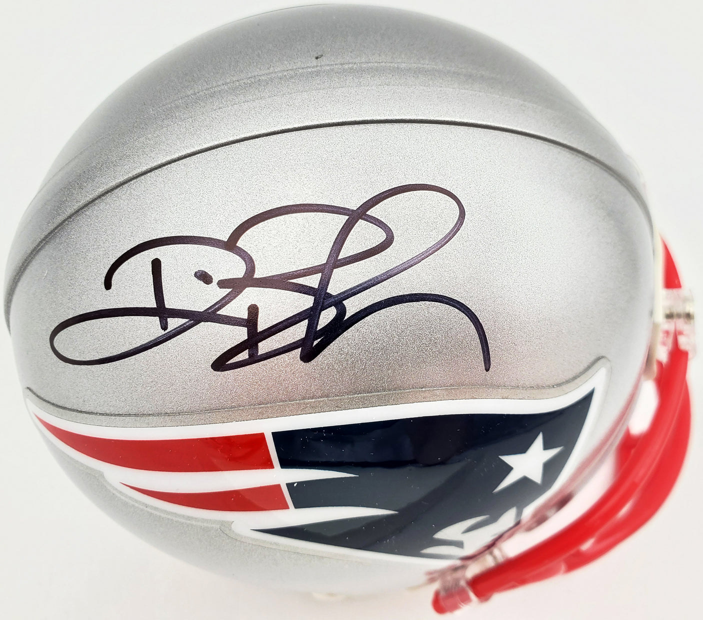 Deion Branch Autographed New England Patriots Silver Mini Helmet Beckett BAS Stock #193776