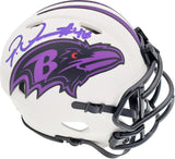 Patrick Queen Autographed Baltimore Ravens Lunar Eclipse White Mini Helmet Beckett BAS Stock #191550