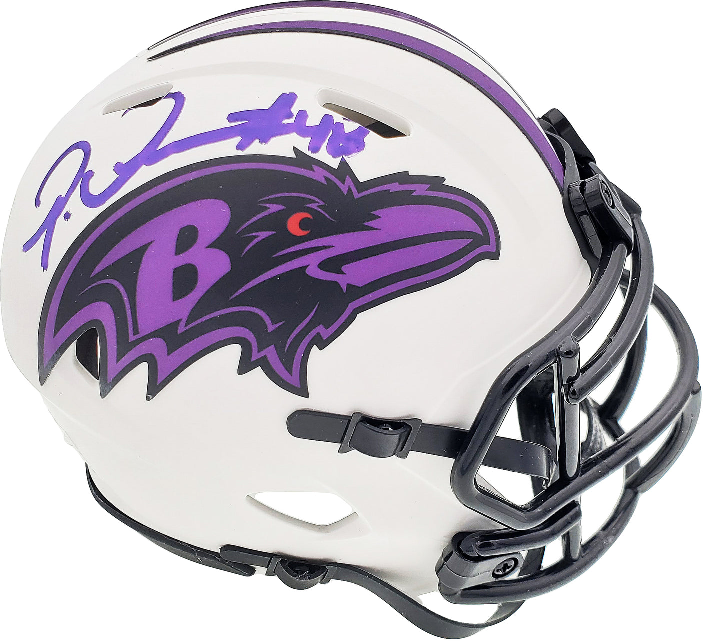 Patrick Queen Autographed Baltimore Ravens Lunar Eclipse White Mini Helmet Beckett BAS Stock #191550