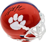 Hunter Renfrow Autographed Clemson Tigers Orange Schutt Mini Helmet Beckett BAS Stock #191545