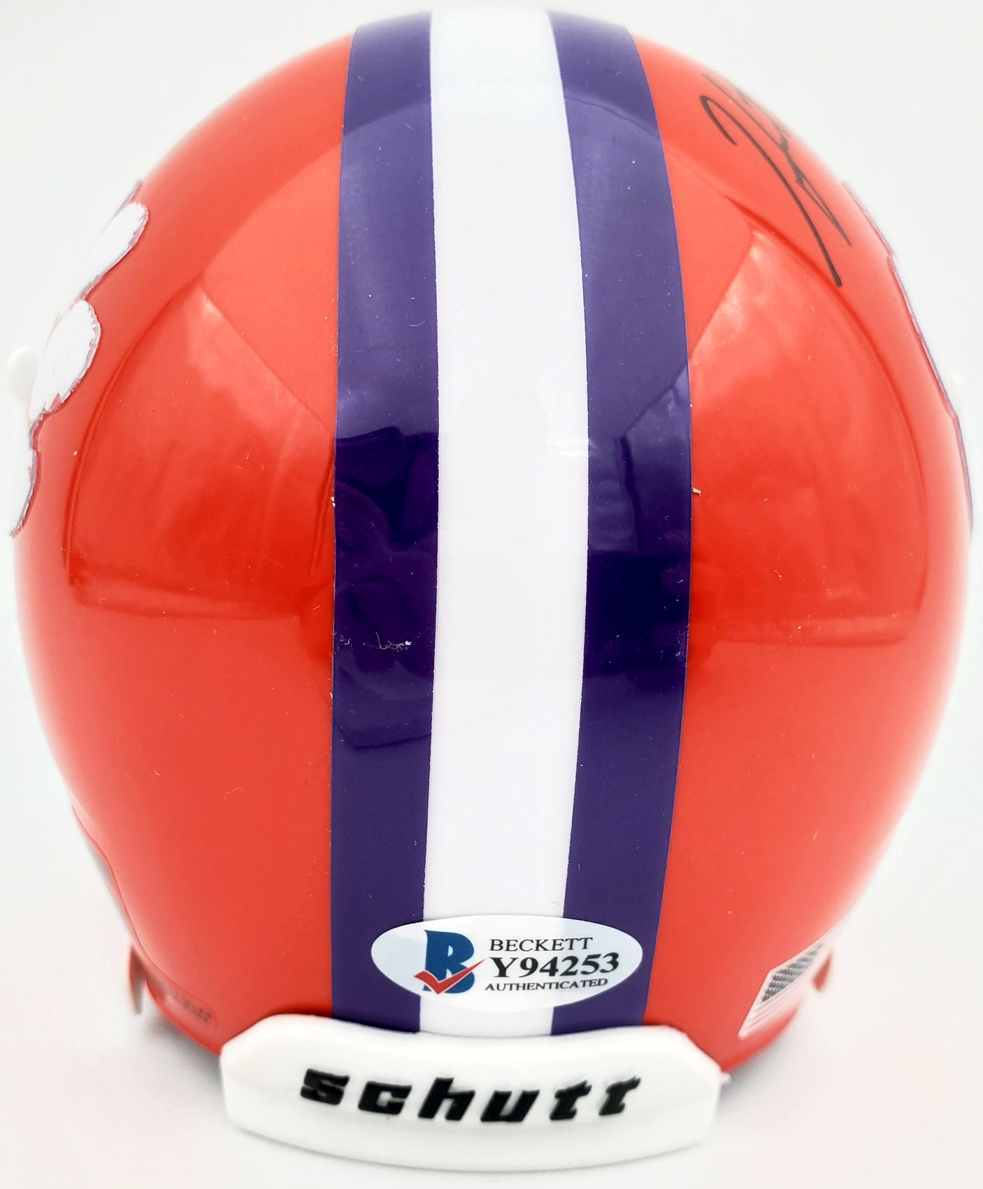 Hunter Renfrow Autographed Clemson Tigers Orange Schutt Mini Helmet Beckett BAS Stock #191545