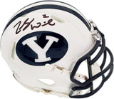 Zach Wilson Autographed BYU Cougars White Speed Mini Helmet Beckett BAS Stock #191114