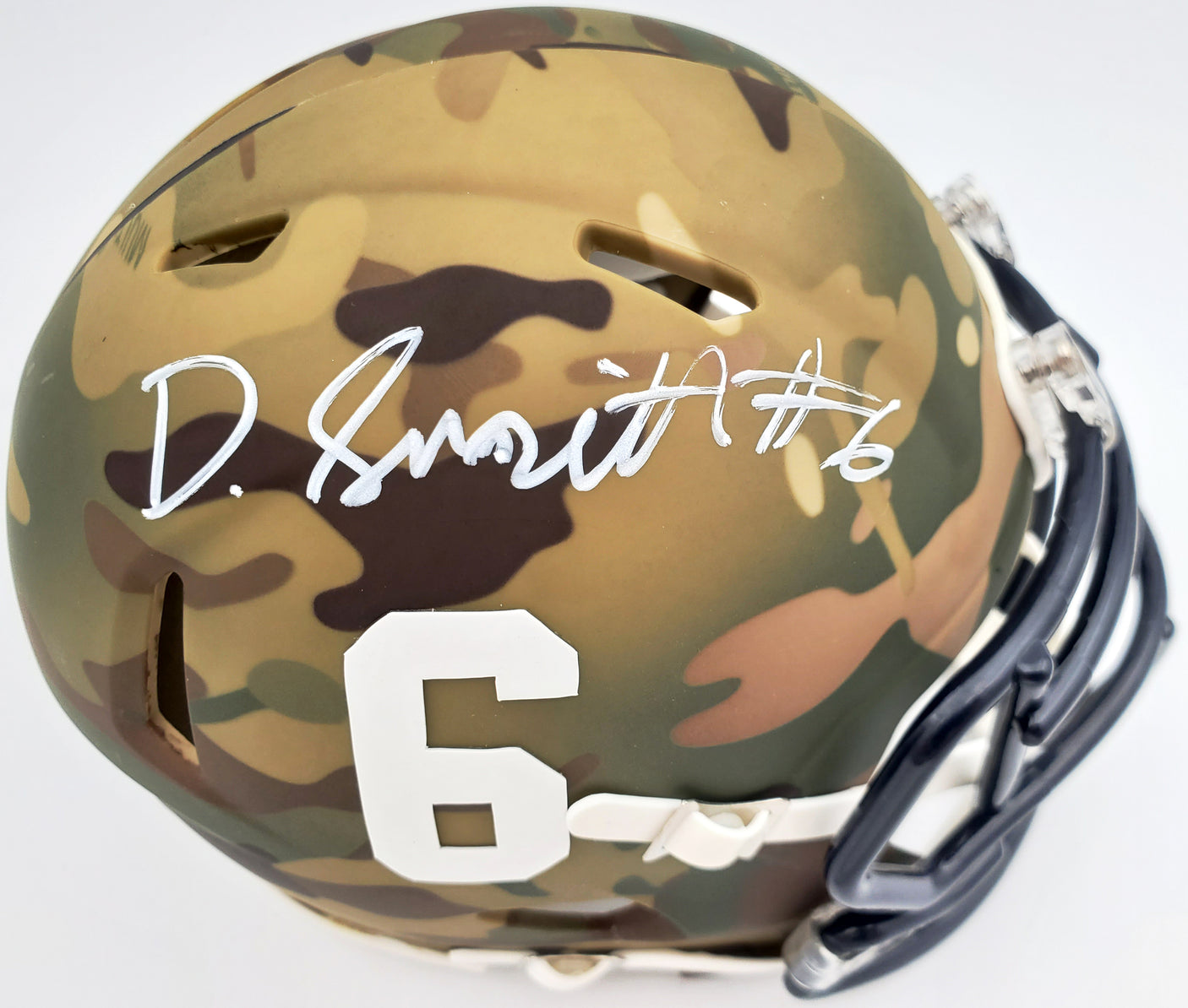 Devonta Smith Autographed Alabama Crimson Tide Camo Speed Mini Helmet Beckett BAS Stock #191111