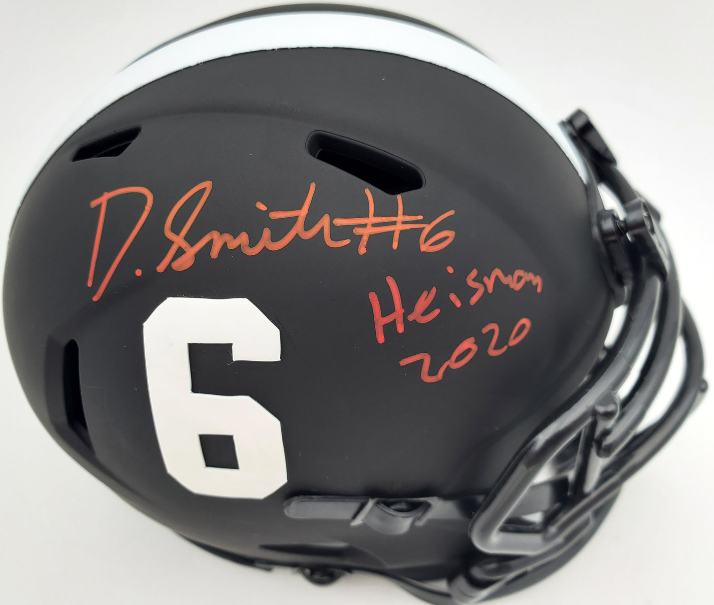 Devonta Smith Autographed Alabama Crimson Tide Eclipse Black Speed Mini Helmet "Heisman 2020" Beckett BAS Stock #190003
