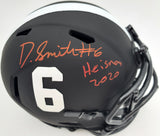 Devonta Smith Autographed Alabama Crimson Tide Eclipse Black Speed Mini Helmet "Heisman 2020" Beckett BAS Stock #190003