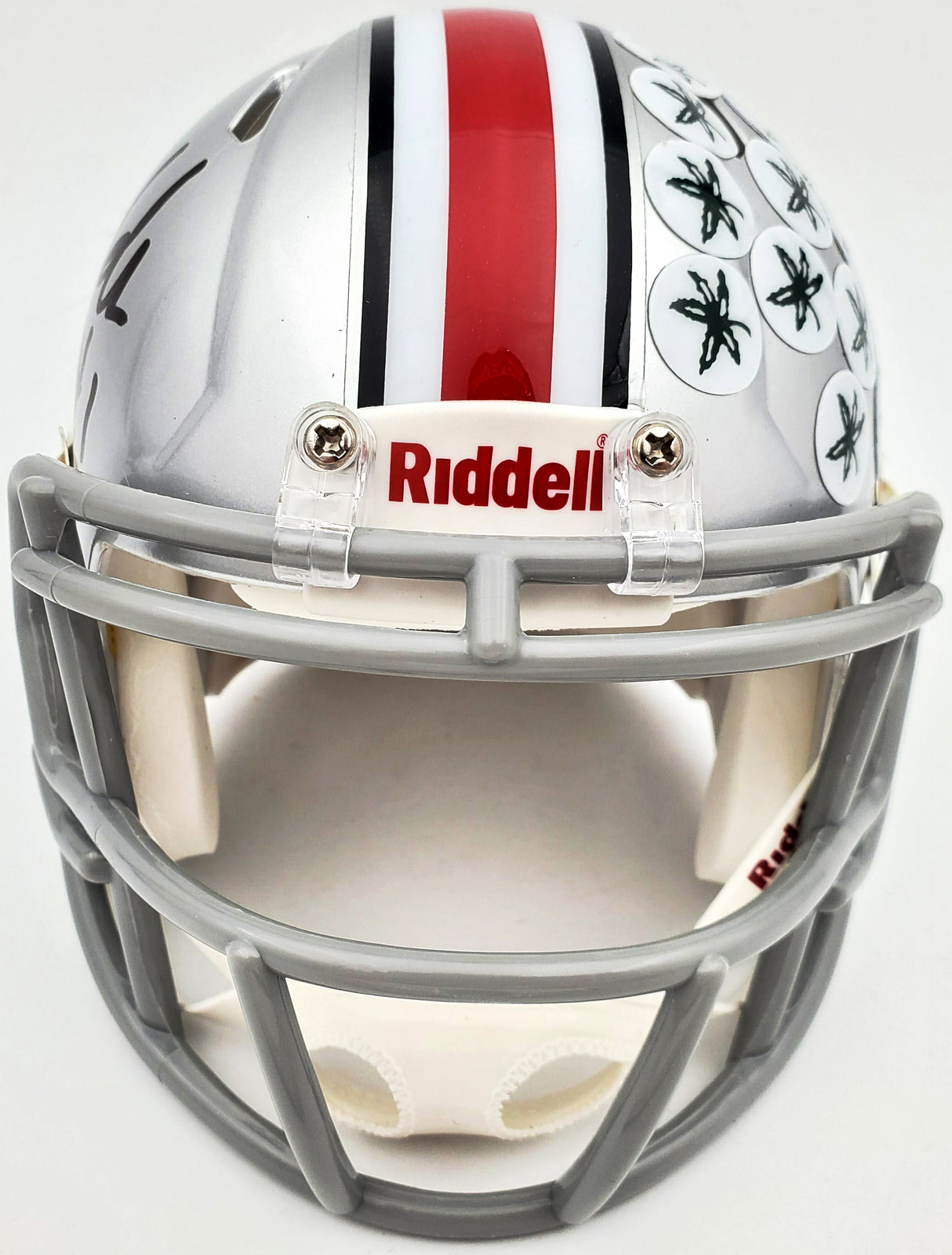 Justin Fields Autographed Ohio State Buckeyes Silver Speed Mini Helmet Beckett BAS Stock #189797