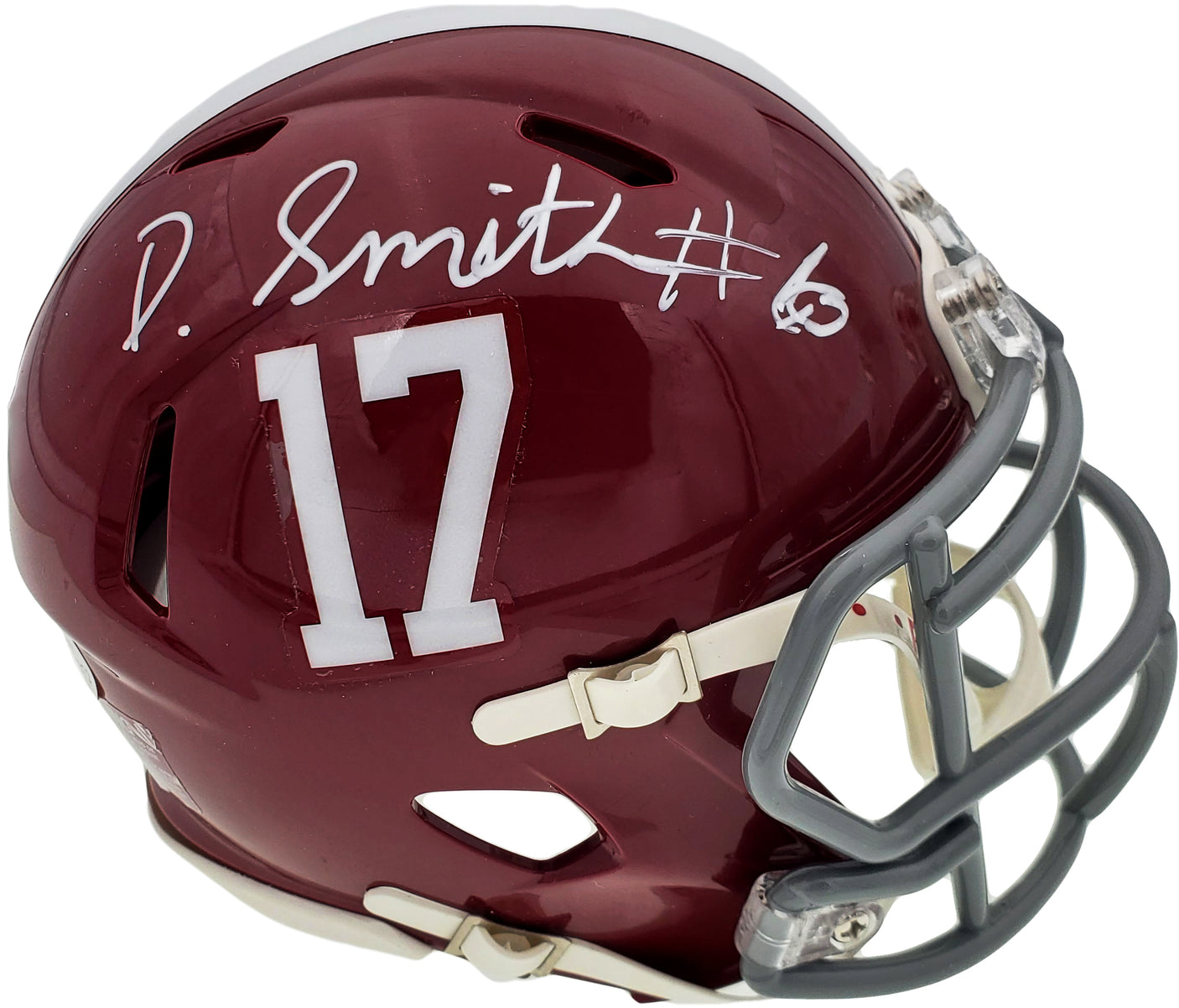 Devonta Smith Autographed Alabama Crimson Tide Speed Mini Helmet Beckett BAS Stock #189551