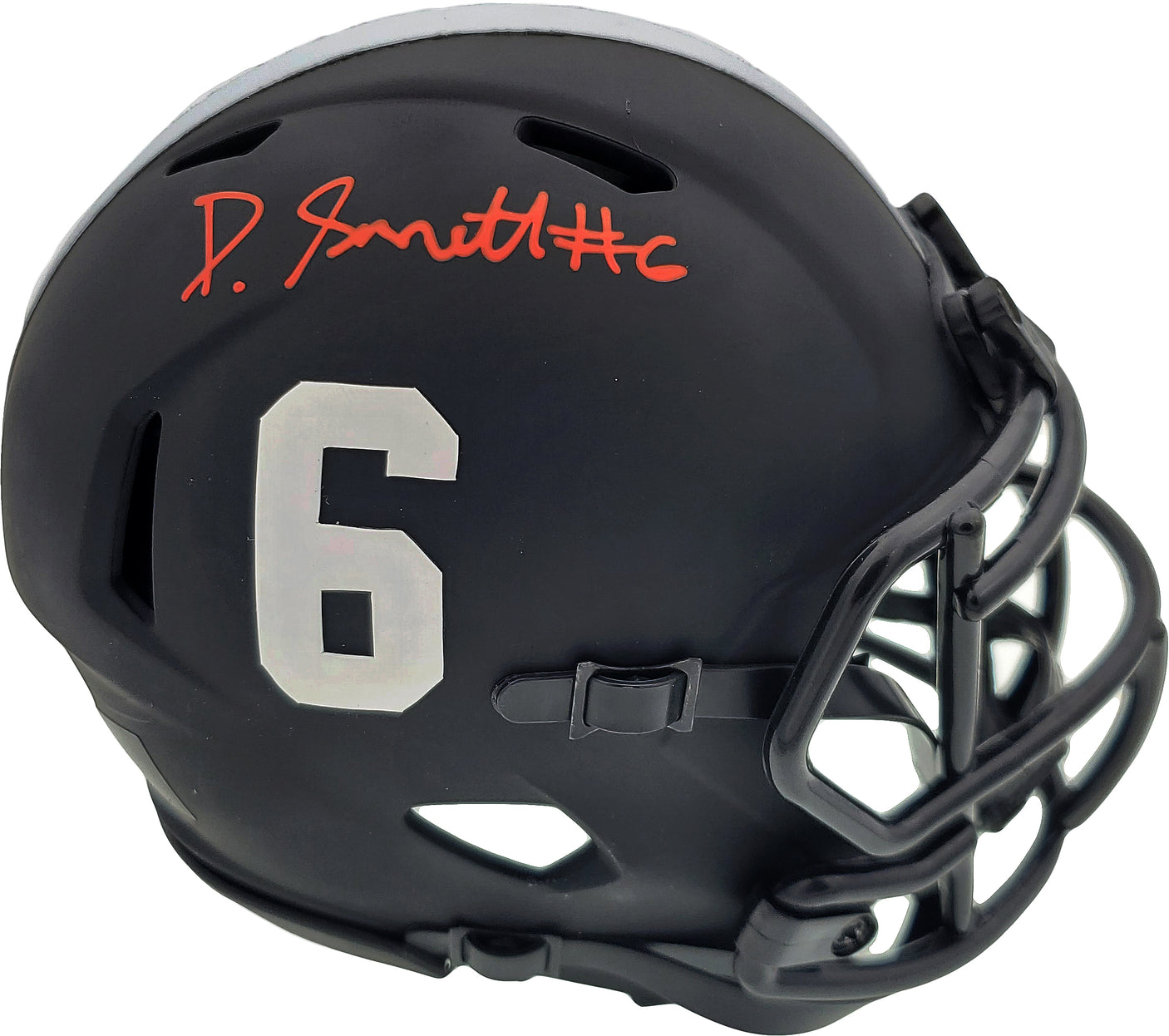 Devonta Smith Autographed Eclipse Black Alabama Crimson Tide Speed Mini Helmet Beckett BAS Stock #189550