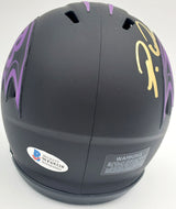 Patrick Queen Autographed Eclipse Black Baltimore Ravens Speed Mini Helmet Beckett BAS Stock #185830