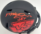 Mecole Hardman Autographed Kansas City Chiefs Eclipse Black Speed Mini Helmet "Jet" Beckett BAS Stock #185785
