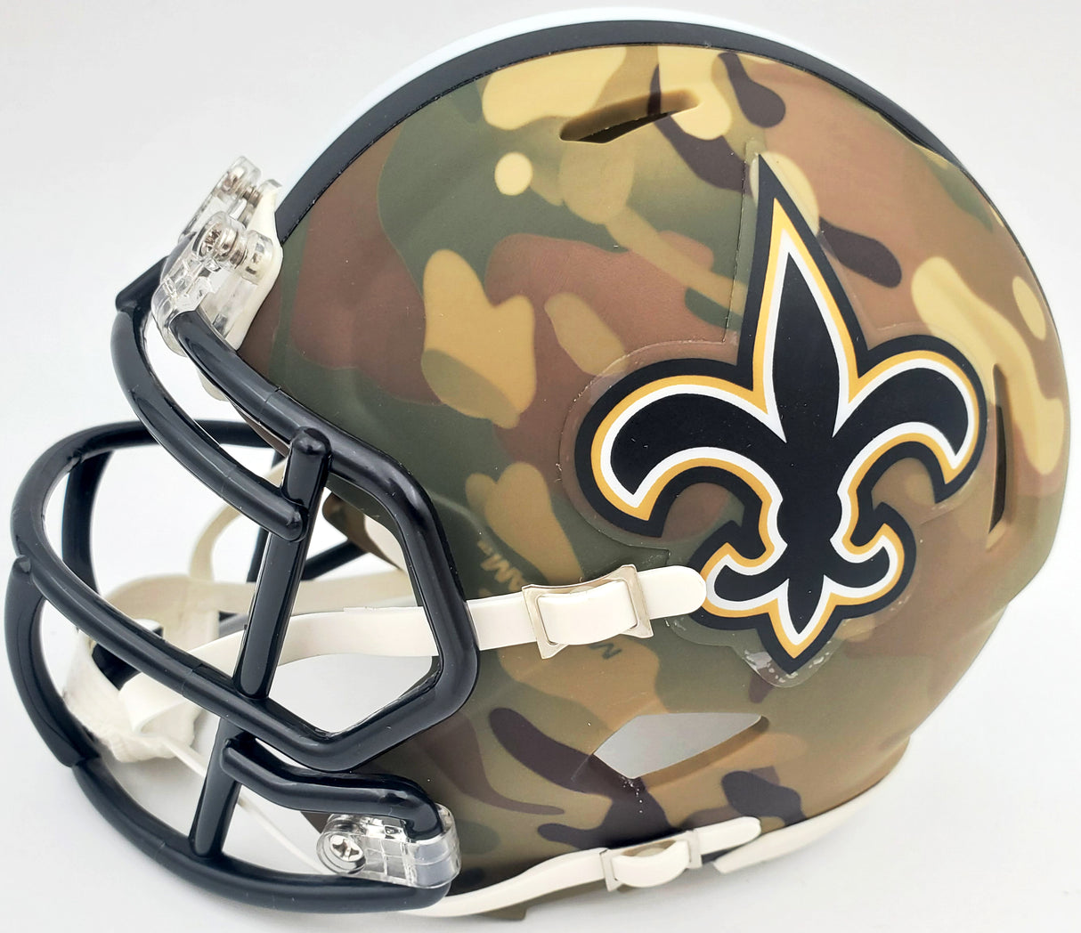 Drew Brees Autographed New Orleans Saints Camo Speed Mini Helmet Beckett BAS Stock #185740