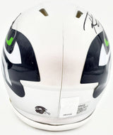 Russell Wilson Autographed AMP Seattle Seahawks Speed Mini Helmet In Black RW Holo Stock #179112