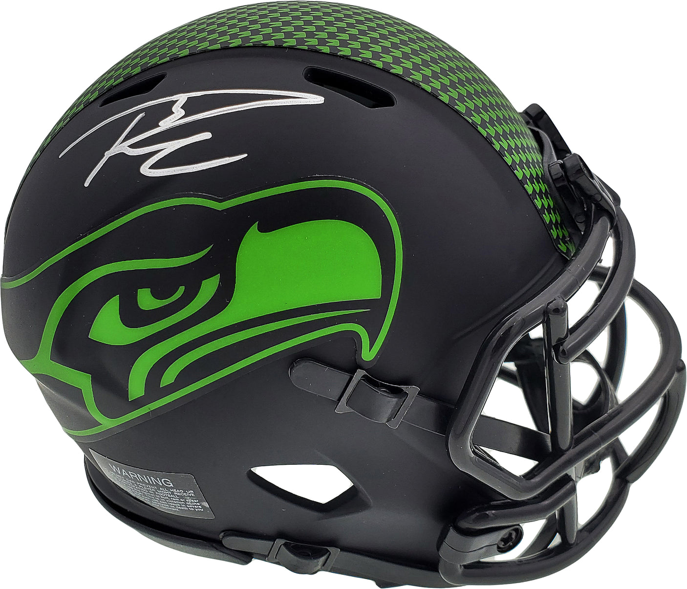 Russell Wilson Autographed Eclipse Black Seattle Seahawks Speed Mini Helmet In Silver RW Holo Stock #178961