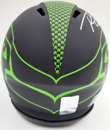 Russell Wilson Autographed Eclipse Black Seattle Seahawks Speed Mini Helmet In Silver RW Holo Stock #178961