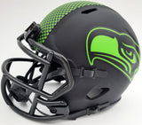 Russell Wilson Autographed Eclipse Black Seattle Seahawks Speed Mini Helmet In Silver RW Holo Stock #178961