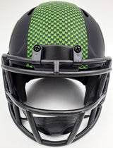 Russell Wilson Autographed Eclipse Black Seattle Seahawks Speed Mini Helmet In Silver RW Holo Stock #178961