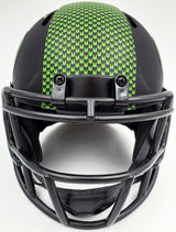Russell Wilson Autographed Eclipse Black Seattle Seahawks Speed Mini Helmet In Green RW Holo Stock #178960