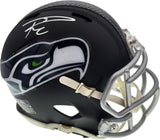 Russell Wilson Autographed Seattle Seahawks Matte Black Speed Mini Helmet In Silver RW Holo Stock #145843