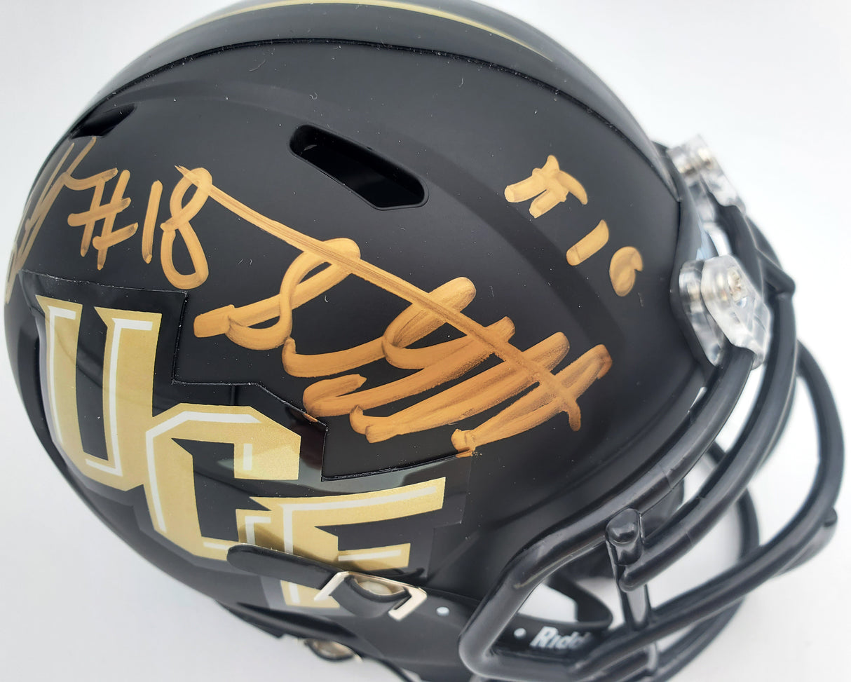 Shaquem & Shaquill Griffin Autographed UCF Golden Knights Black Speed Mini Helmet MCS Holo Stock #134376