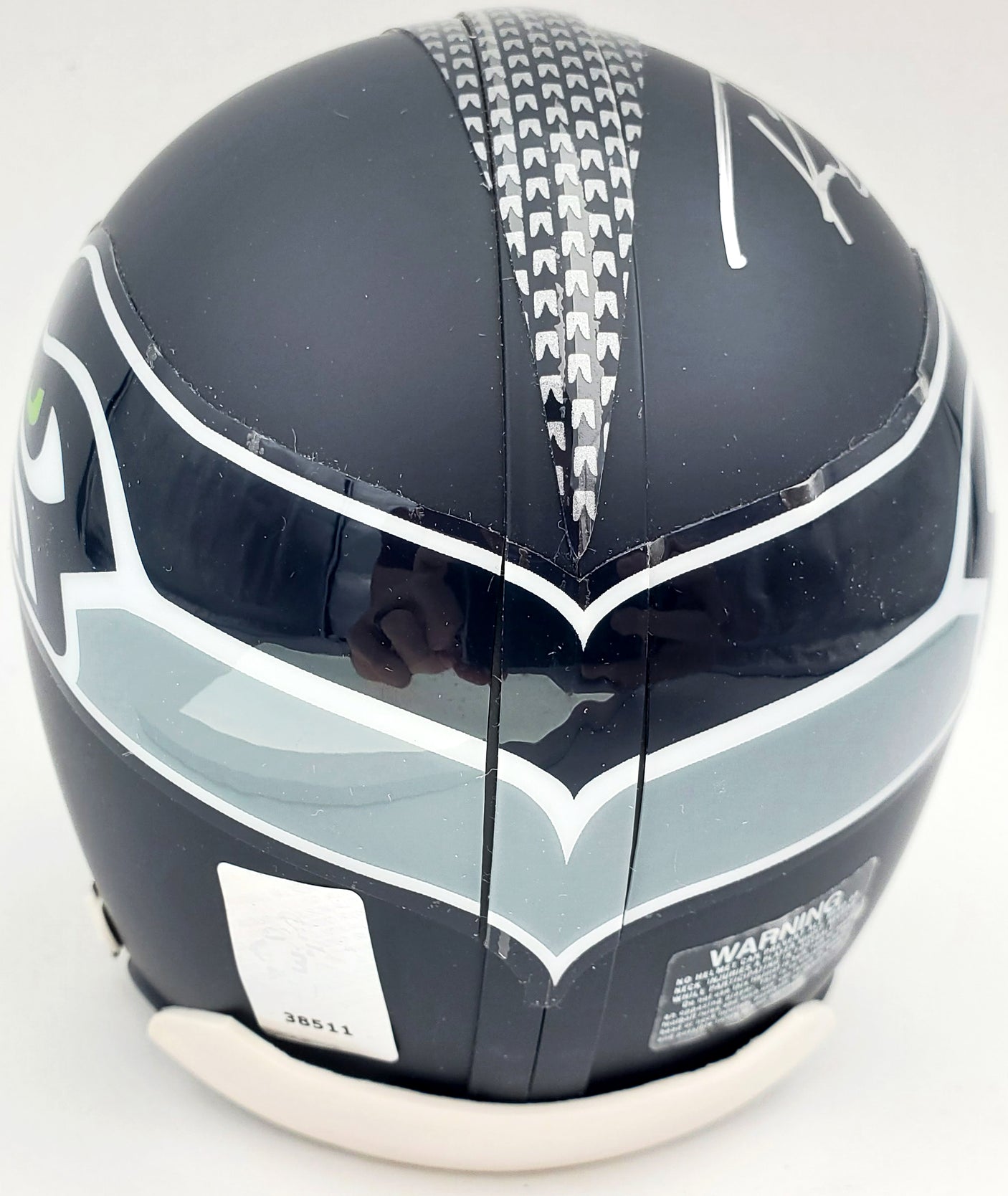 Russell Wilson Autographed Seattle Seahawks Mini Helmet In Silver RW Holo Stock #71469