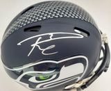 Russell Wilson Autographed Seattle Seahawks Speed Mini Helmet In Silver RW Holo Stock #71468