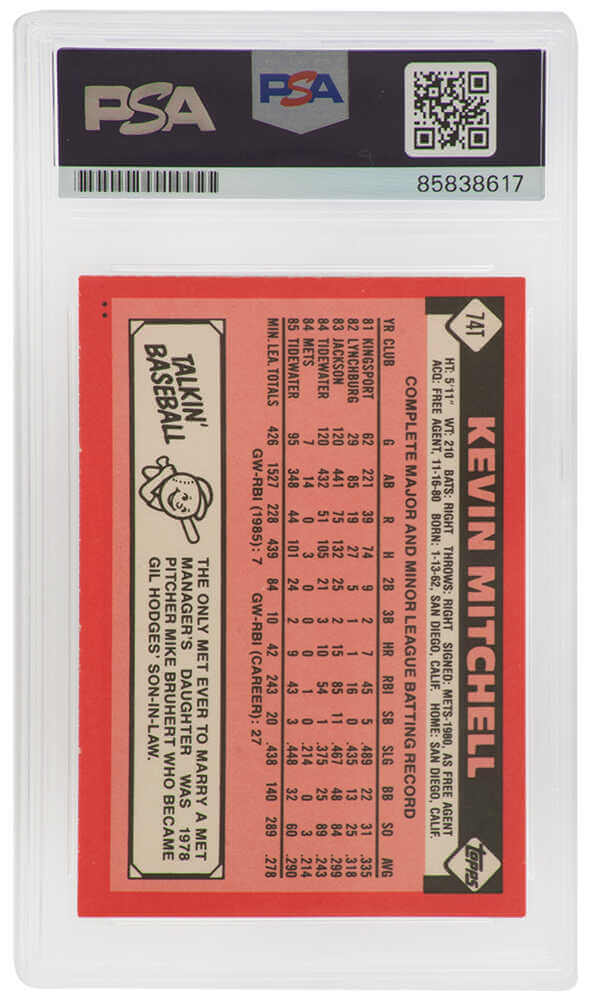 Kevin Mitchell Signed New York Mets 1986 Topps Traded Rookie Baseball Card #74T - (PSA Encapsulated)