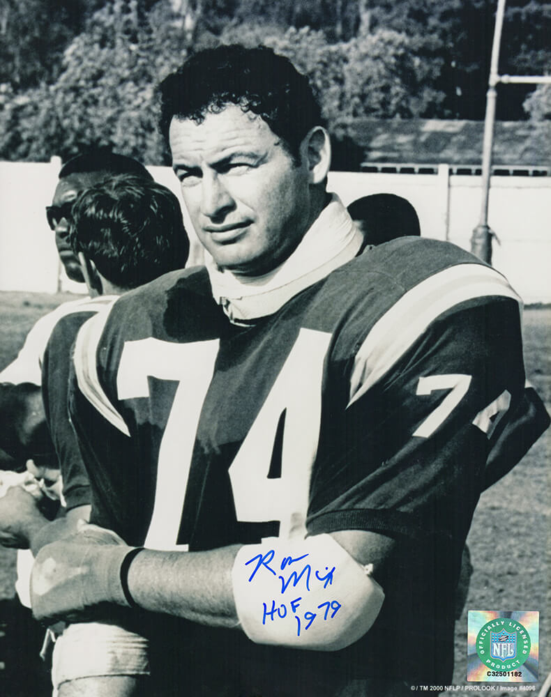 Ron Mix Signed Chargers B&W 8x10 Photo w/HOF 1979