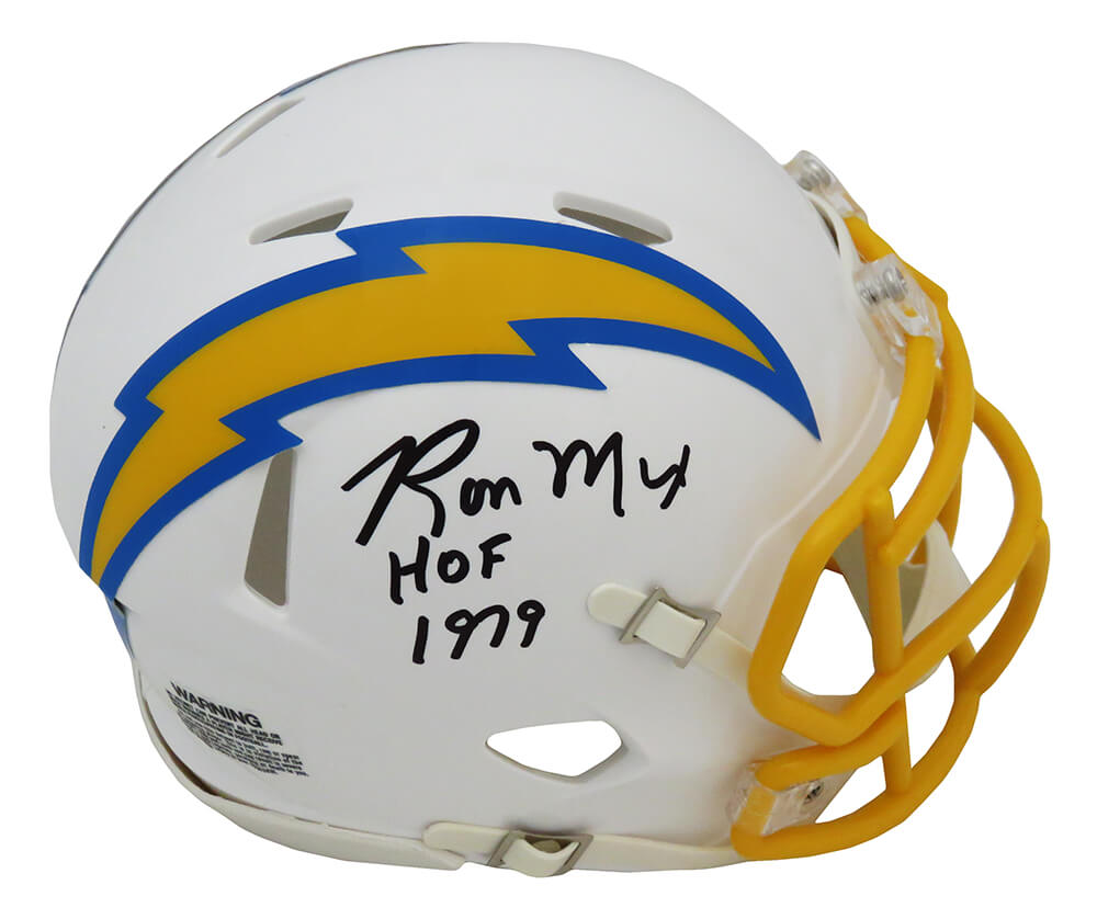 Ron Mix Signed Chargers Riddell Speed Mini Helmet w/HOF 1979