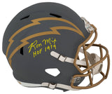 Ron Mix Signed Chargers SLATE Riddell Full Size Speed Replica Helmet w/HOF 1979