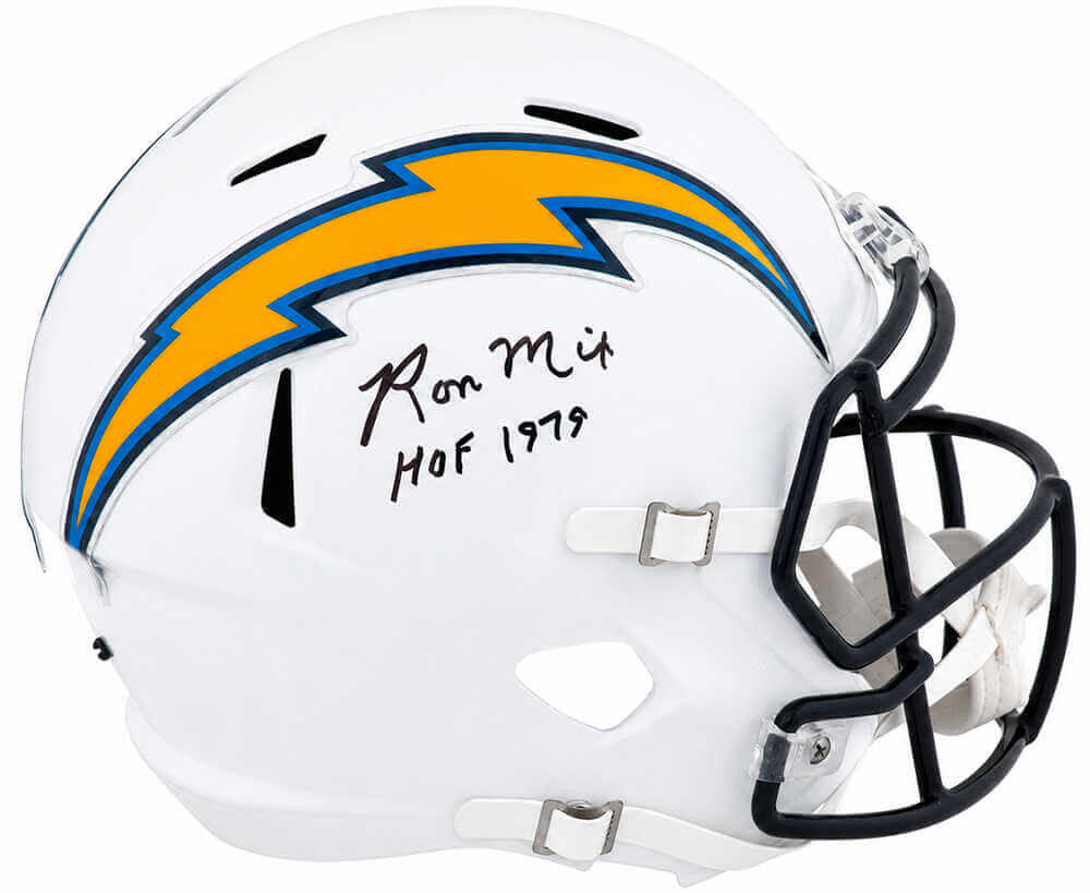 Ron Mix Signed Chargers T/B White (07-18 Style) Riddell Full Size Speed Replica Helmet w/HOF'79