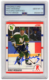 Mike Modano Signed Minnesota North Stars 1990-91 Score Hockey Rookie Card #120 - (PSA Encapsulated - Auto Grade 10)
