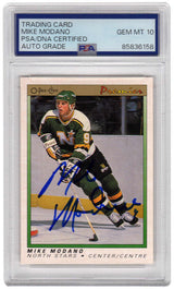 Mike Modano Signed North Stars 1990-91 O-Pee-Chee Premier Hockey Rookie Card #74 - (PSA Encapsulated - Auto Grade 10)