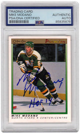 Mike Modano Signed North Stars 1990-91 OPC Premier Hockey Rookie Card #74 w/HOF'14 - (PSA Encapsulated)