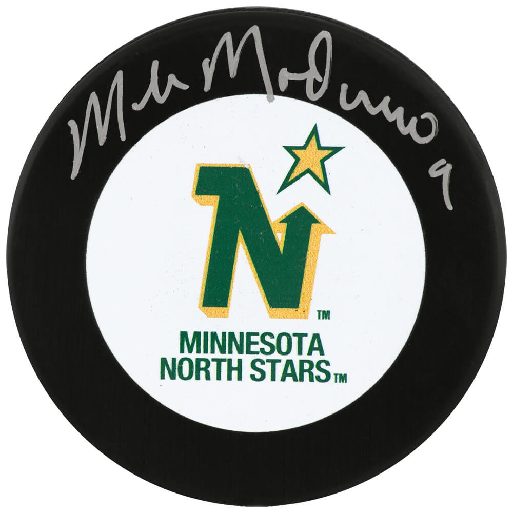 Mike Modano Signed Minnesota North Stars Team Logo Hockey Puck