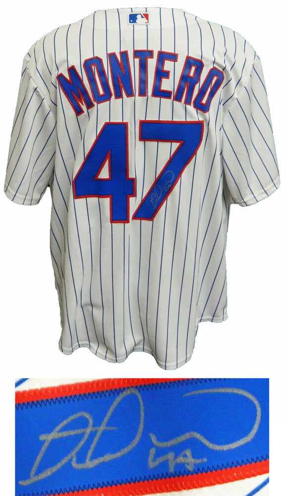 Miguel Montero Signed Chicago Cubs White Pinstripe Majestic Replica Jersey