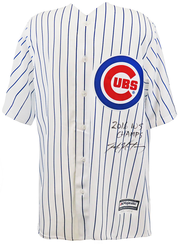 Mike Montgomery Signed Chicago Cubs Majestic Replica Baseball Jersey w/2016 WS Champs