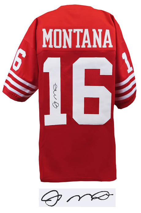 Joe Montana Signed Red T/B Custom Football Jersey