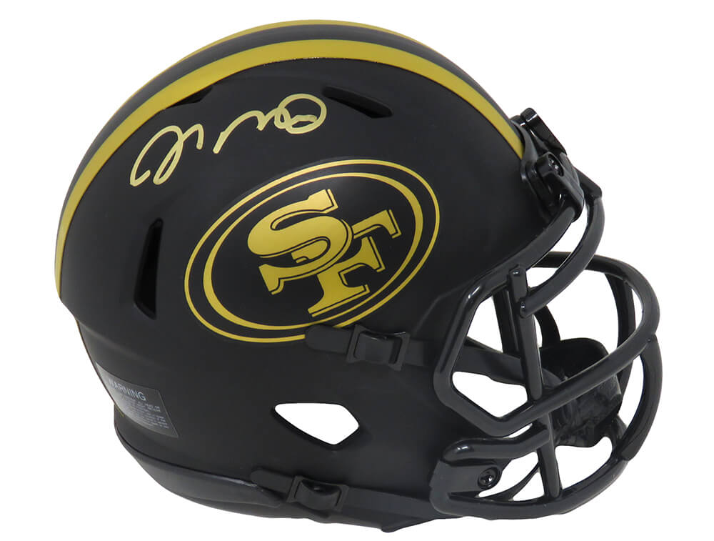Joe Montana Signed San Francisco 49ers Eclipse Black Matte Riddell Speed Mini Helmet