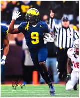 Rod Moore Signed Michigan Wolverines Navy Jersey With Football 16x20 Photo
