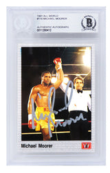 Michael Moorer Signed 1991 All World Boxing Trading Card #116 - (Beckett Encapsulated)