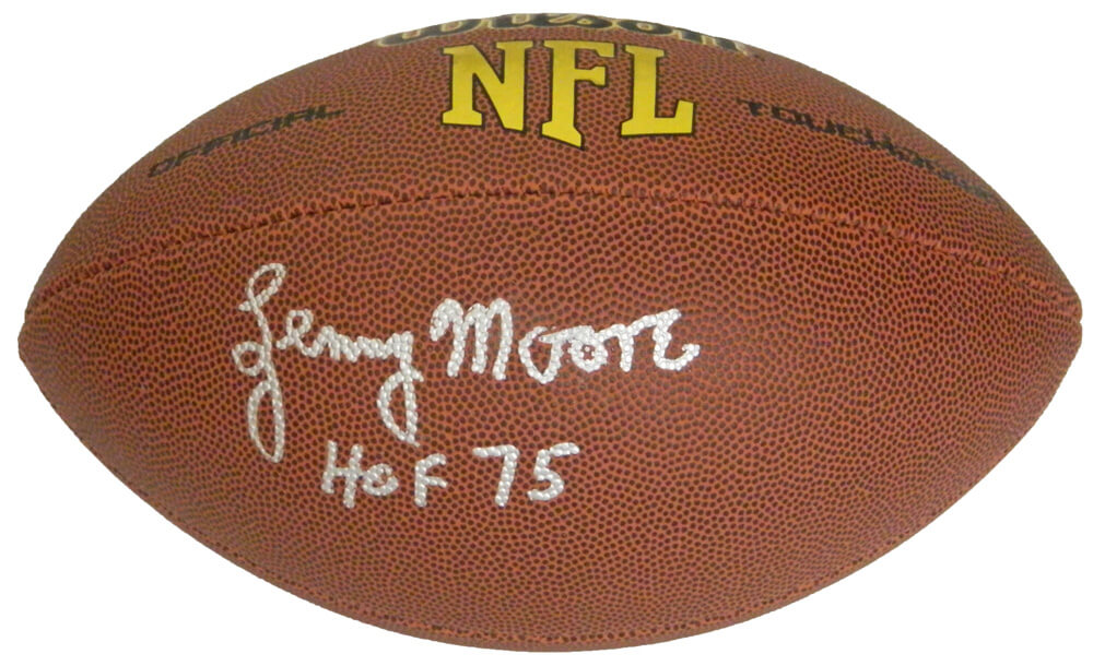 Lenny Moore Signed Wilson Touchdown Full Size NFL Football w/HOF 75