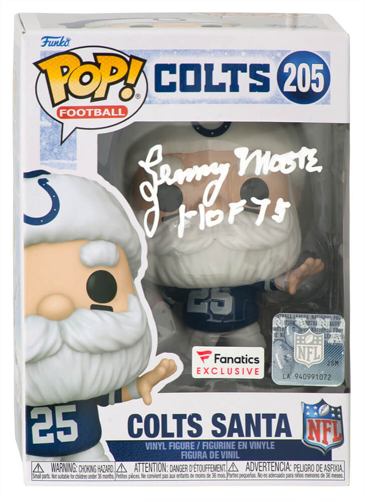 Lenny Moore Signed Indianapolis Colts 'SANTA' Funko Pop Doll #205 w/HOF'75