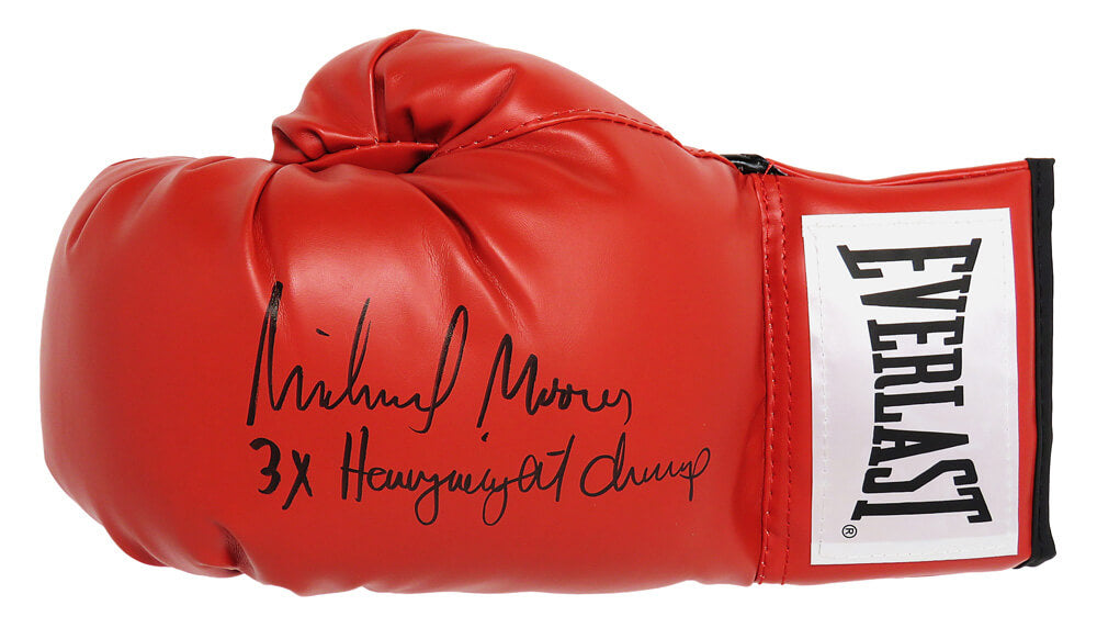 Michael Moorer Signed Everlast Red Boxing Glove w/3x Heavyweight Champ