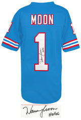 Warren Moon Signed Blue Throwback Custom Football Jersey w/HOF'06