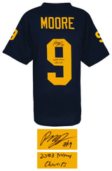 Rod Moore Signed Navy Custom College Football Jersey w/2023 National Champs